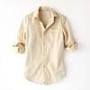 Slim Fit Linen Shirt Beige L