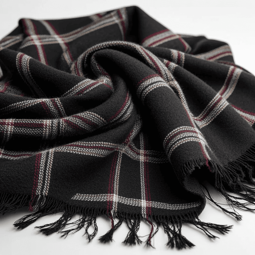 Check Cashmere Scarf Beige One Size